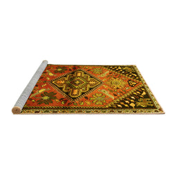 Sideview of Machine Washable Persian Yellow Traditional Rug, wshtr516yw