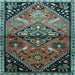 Square Machine Washable Persian Light Blue Traditional Rug, wshtr516lblu