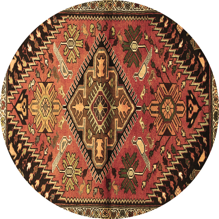 Round Machine Washable Persian Brown Traditional Rug, wshtr516brn