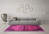 Machine Washable Persian Pink Traditional Rug, wshtr516pnk