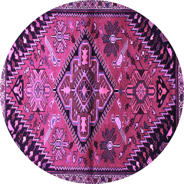 Round Persian Purple Traditional Rug, tr516pur