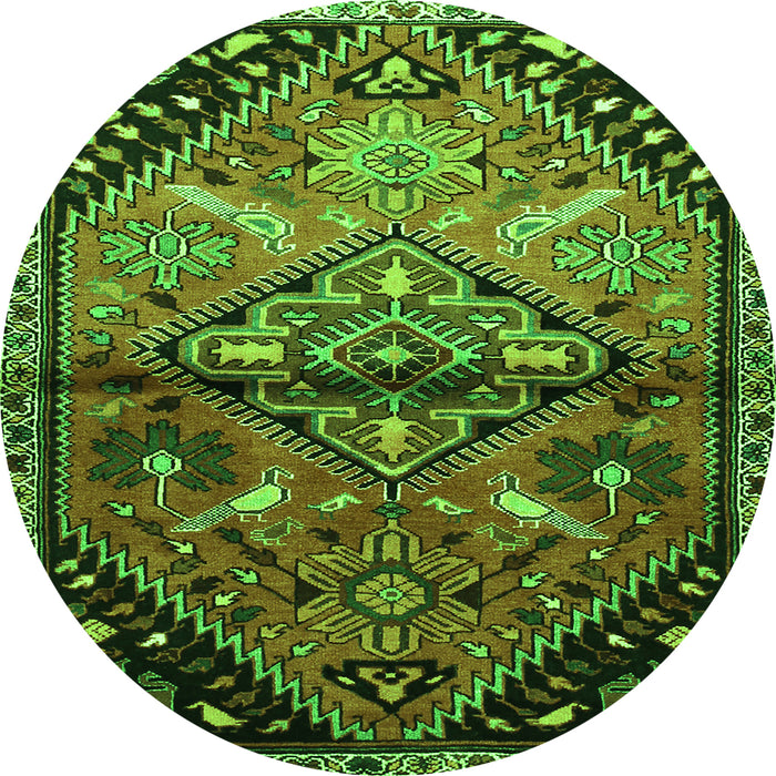 Square Persian Green Traditional Rug, tr516grn