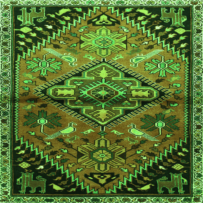 Round Machine Washable Persian Green Traditional Area Rugs, wshtr516grn