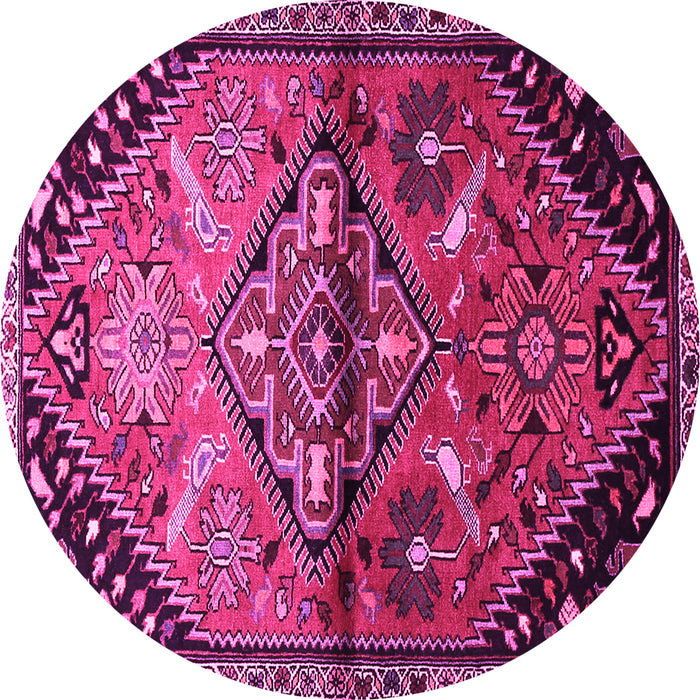 Round Machine Washable Persian Pink Traditional Rug, wshtr516pnk