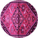 Round Machine Washable Persian Pink Traditional Rug, wshtr516pnk