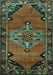 Machine Washable Medallion Turquoise Traditional Area Rugs, wshtr517turq