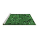 Sideview of Machine Washable Medallion Emerald Green Traditional Area Rugs, wshtr517emgrn