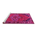 Sideview of Machine Washable Medallion Pink Traditional Rug, wshtr517pnk