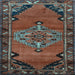 Square Medallion Light Blue Traditional Rug, tr517lblu