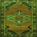 Round Machine Washable Medallion Green Traditional Area Rugs, wshtr517grn