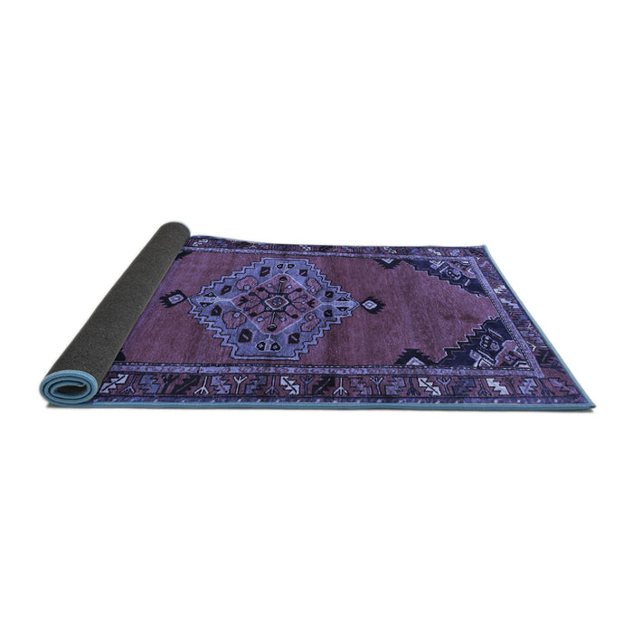 Sideview of Medallion Blue Traditional Rug, tr517blu