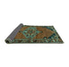 Sideview of Medallion Turquoise Traditional Rug, tr517turq