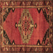 Square Machine Washable Medallion Brown Traditional Rug, wshtr517brn