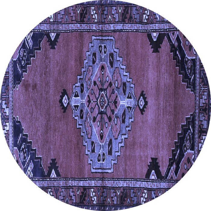 Round Medallion Blue Traditional Rug, tr517blu