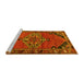 Sideview of Machine Washable Medallion Yellow Traditional Rug, wshtr517yw