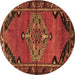 Round Medallion Brown Traditional Rug, tr517brn