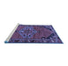 Sideview of Machine Washable Medallion Blue Traditional Rug, wshtr517blu