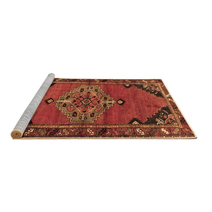 Sideview of Machine Washable Medallion Brown Traditional Rug, wshtr517brn