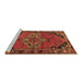 Sideview of Machine Washable Medallion Brown Traditional Rug, wshtr517brn