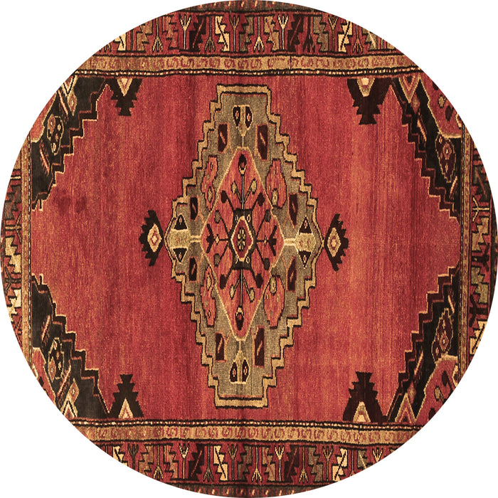 Round Machine Washable Medallion Brown Traditional Rug, wshtr517brn