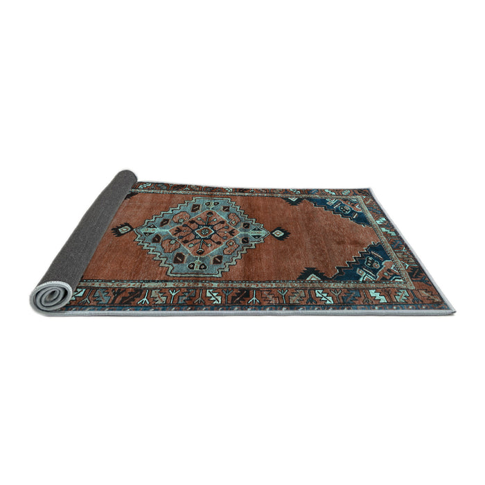 Sideview of Medallion Light Blue Traditional Rug, tr517lblu