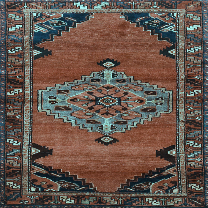 Square Machine Washable Medallion Light Blue Traditional Rug, wshtr517lblu