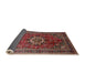 Sideview of Traditional Saffron Red Medallion Rug, tr518