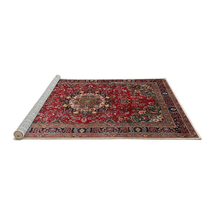 Sideview of Machine Washable Traditional Saffron Red Rug, wshtr518