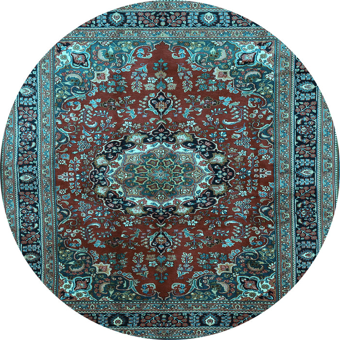 Round Medallion Light Blue Traditional Rug, tr518lblu