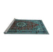 Sideview of Machine Washable Medallion Light Blue Traditional Rug, wshtr518lblu