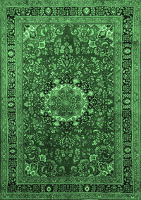 Medallion Emerald Green Traditional Rug, tr518emgrn