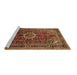 Sideview of Machine Washable Medallion Brown Traditional Rug, wshtr518brn