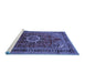 Sideview of Machine Washable Medallion Blue Traditional Rug, wshtr518blu