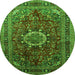 Machine Washable Medallion Green Traditional Area Rugs, wshtr518grn