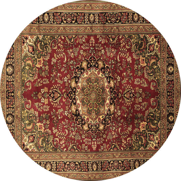 Round Medallion Brown Traditional Rug, tr518brn