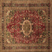 Square Machine Washable Medallion Brown Traditional Rug, wshtr518brn