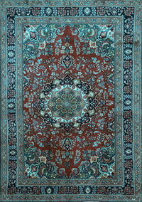 Medallion Light Blue Traditional Rug, tr518lblu