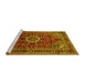 Sideview of Machine Washable Medallion Yellow Traditional Rug, wshtr518yw