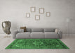 Machine Washable Medallion Emerald Green Traditional Area Rugs in a Living Room,, wshtr518emgrn