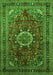 Serging Thickness of Machine Washable Medallion Green Traditional Area Rugs, wshtr518grn