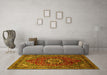 Machine Washable Medallion Yellow Traditional Rug in a Living Room, wshtr518yw