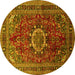 Round Medallion Yellow Traditional Rug, tr518yw