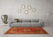 Machine Washable Medallion Orange Traditional Area Rugs in a Living Room, wshtr518org