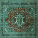 Square Medallion Turquoise Traditional Rug, tr518turq