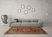 Machine Washable Medallion Brown Traditional Rug in a Living Room,, wshtr518brn