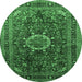 Round Medallion Emerald Green Traditional Rug, tr518emgrn