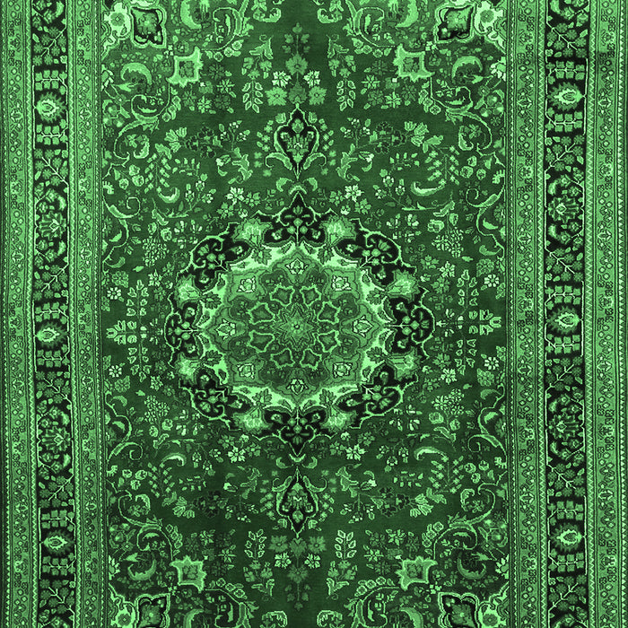 Machine Washable Medallion Emerald Green Traditional Area Rugs, wshtr518emgrn