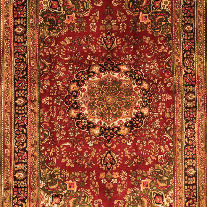 Serging Thickness of Machine Washable Medallion Orange Traditional Area Rugs, wshtr518org