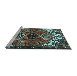 Sideview of Machine Washable Persian Light Blue Traditional Rug, wshtr519lblu