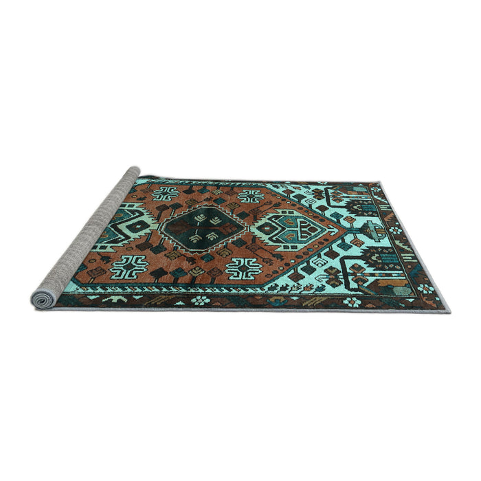 Sideview of Machine Washable Persian Light Blue Traditional Rug, wshtr519lblu